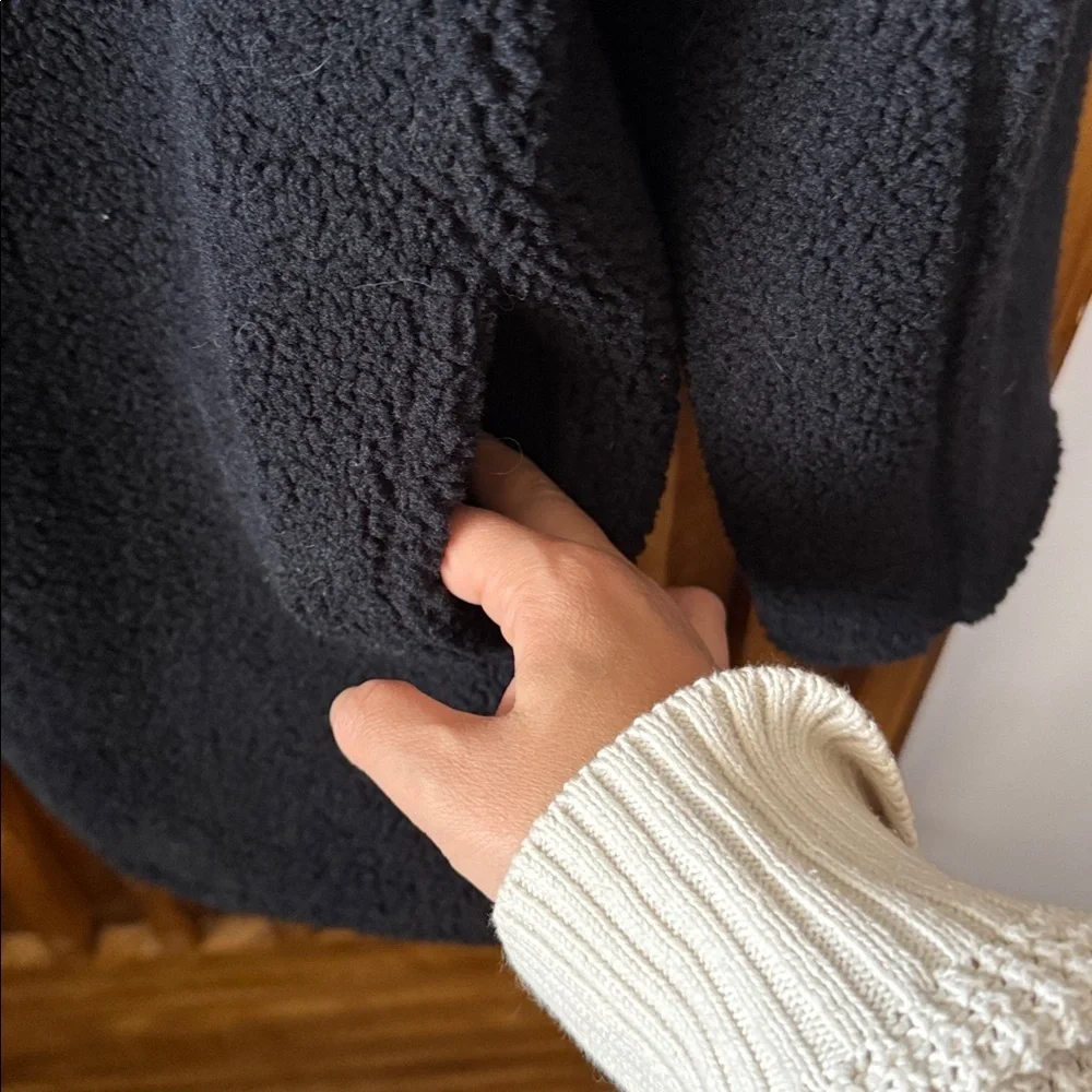MUJI Recycled Boa Fleece Coat in Black. XS Oversized
